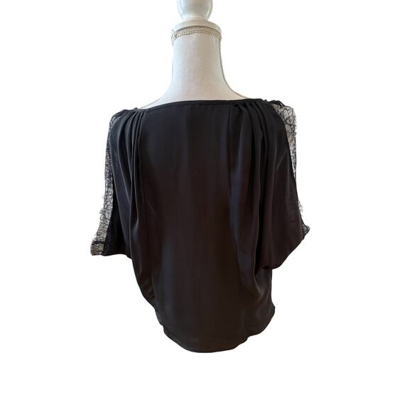 Joie Silk Chiffon Lace Trim Flowy Romantic Sleeveless Top Black XS - Picture 5 of 7